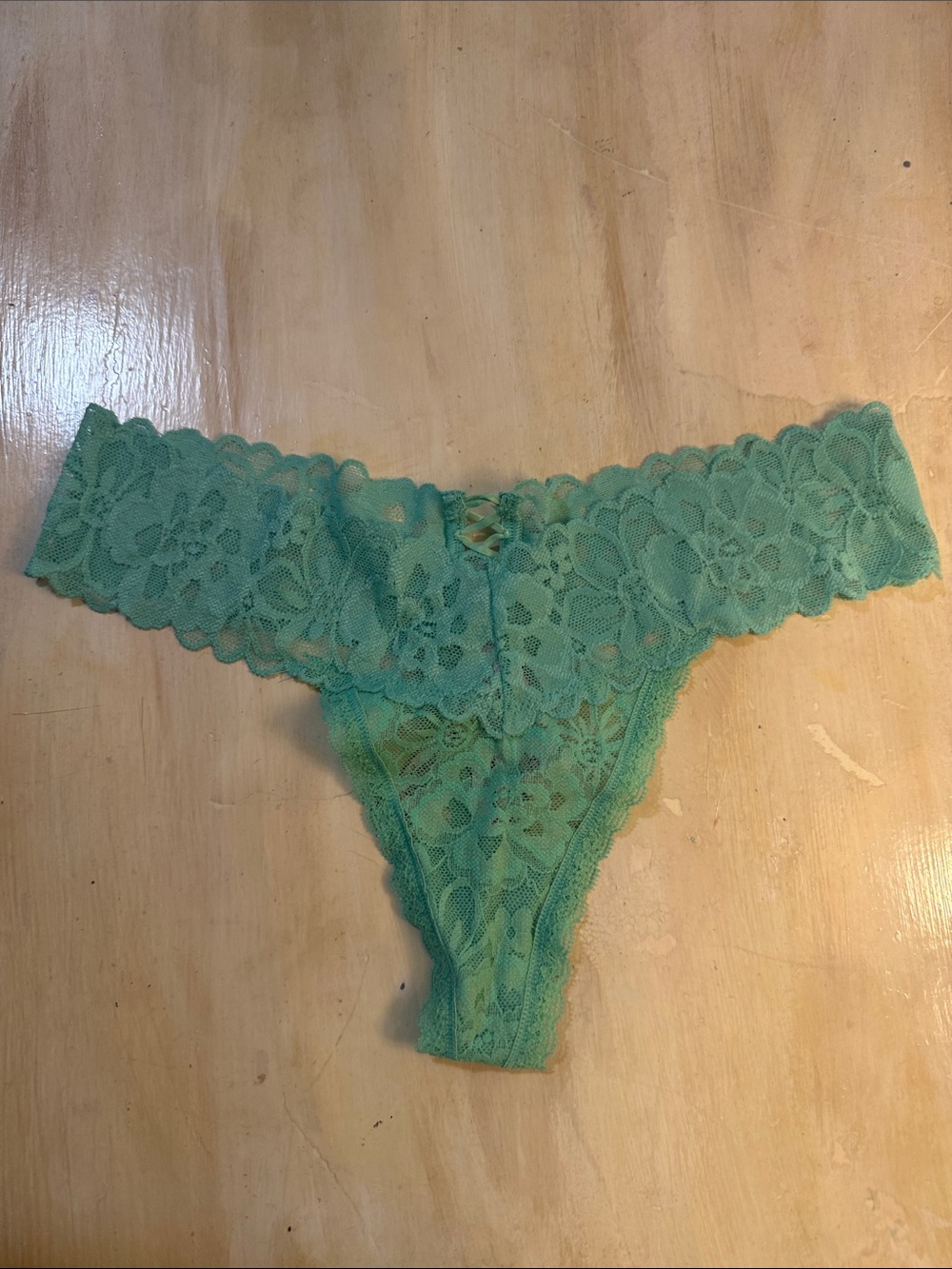 PINK Victoria's Secret Green Lace Thong